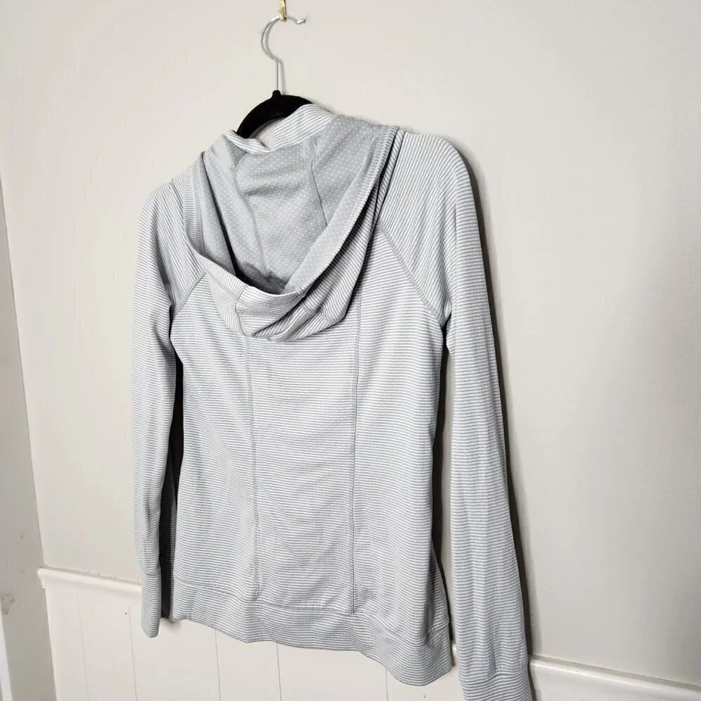 ATHLETA Grey Stripe Heavenly Hail Zip Jacket